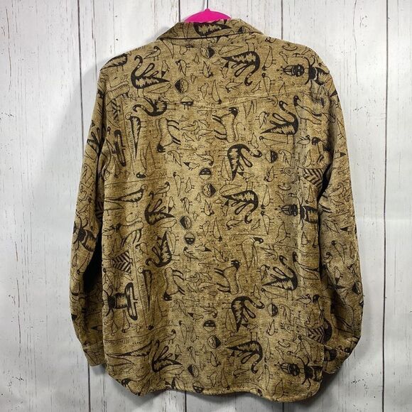 Vintage Chicos Abstract Print Zip Front Shirt Jacket Artsy Boho Lagenlook Earthy - Picture 12 of 13